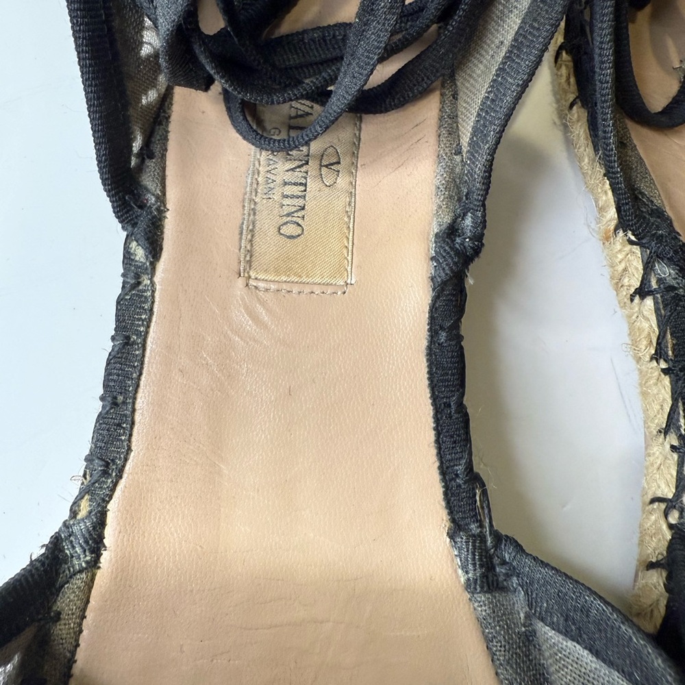Valentino Black Espadrille Flats with Lace Overlay - Picture 3 of 9